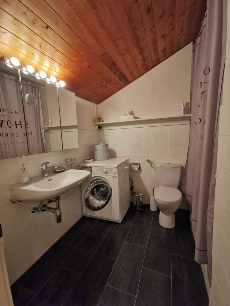 Salle de bain, WC et lave-linge Location appartement Anzère, salle de bain, WC, baignoire, lave-linge